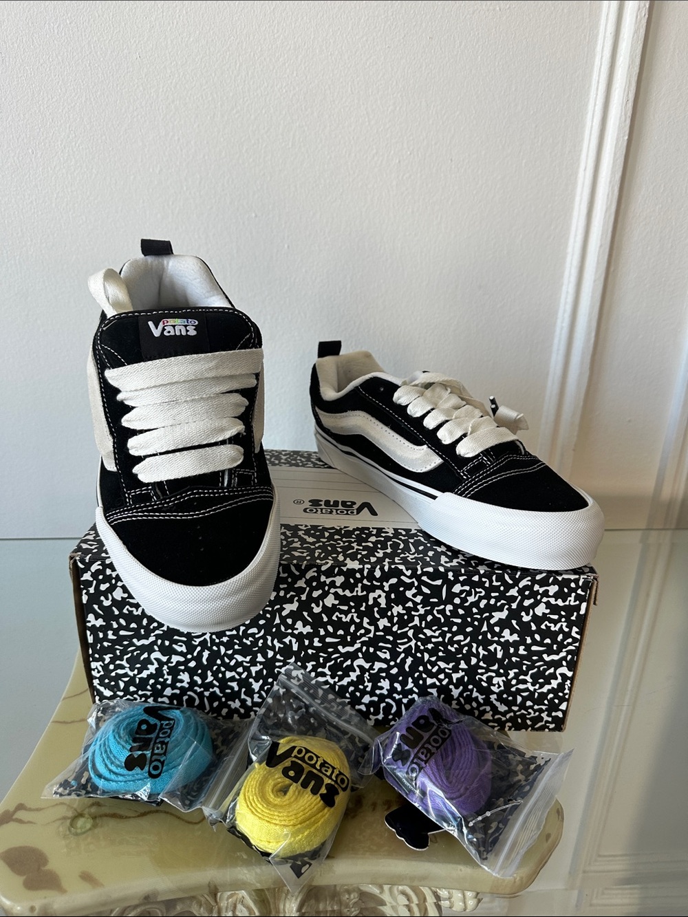 POTATO X Vans Black and White Old Skool Low-Top Sneakers